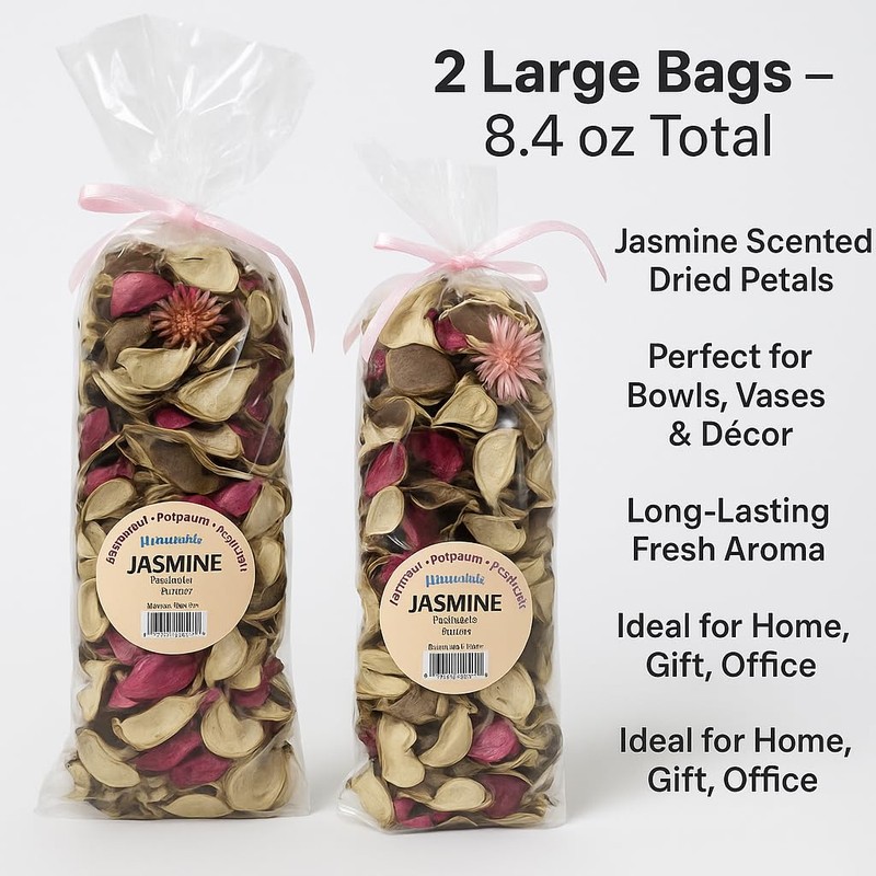 Jasmine Scented Potpourri – 2 Large Bags (8.4 oz Total)