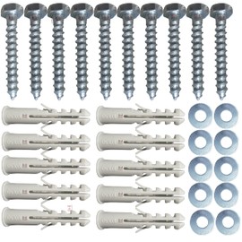 Inbrackets Value M8 x 50mm Masonry Brick Wall Fixing Screw Bolts with Plugs & Washers for Aerial Satellite Sky Dish Tv Bracket Fence Shelves Mounting (Pack of 10)