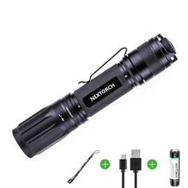 COSMOING 1400 High Lumen Super Bright 5 Modes Type-C Rechargeable Flashlight with Battery Torch Light for Emergency Police Law Enforcement Hunting