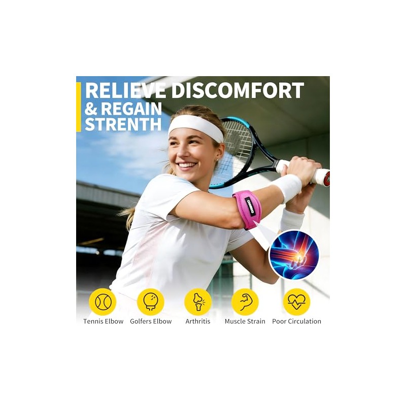 CAMBIVO 2 Pack Tennis Elbow Support Strap With 2 Short