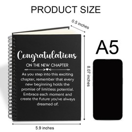 Juoqg Congratulations on The New Chapter Hardcover 160 Page Blank Spiral Notebook, New Job Gifts for Colleague, Promotion Gifts for Coworker, Graduation Retirement Gifts for Friend, New Chapter Gifts