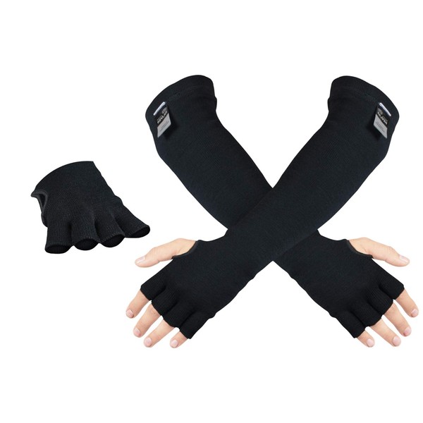 100% Kevlar Protective Sleeves- Anti Heat Scratch & Cut Resistant Arm Sleeve with Finger Opening- Safety Sleeves for Arms- Long Arm Guard Protector for Work Welding- Bite Proof- 18 Inches Black 1 Pair