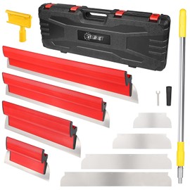 Drywall Skimming Blade Set with 30" - 48" Extension Handle 10in/16in/24in/32in Stainless Steel Skimming Blades for Wall Surface Smoothing Drywall Plaster Wallboard Includes Replaceable Blades