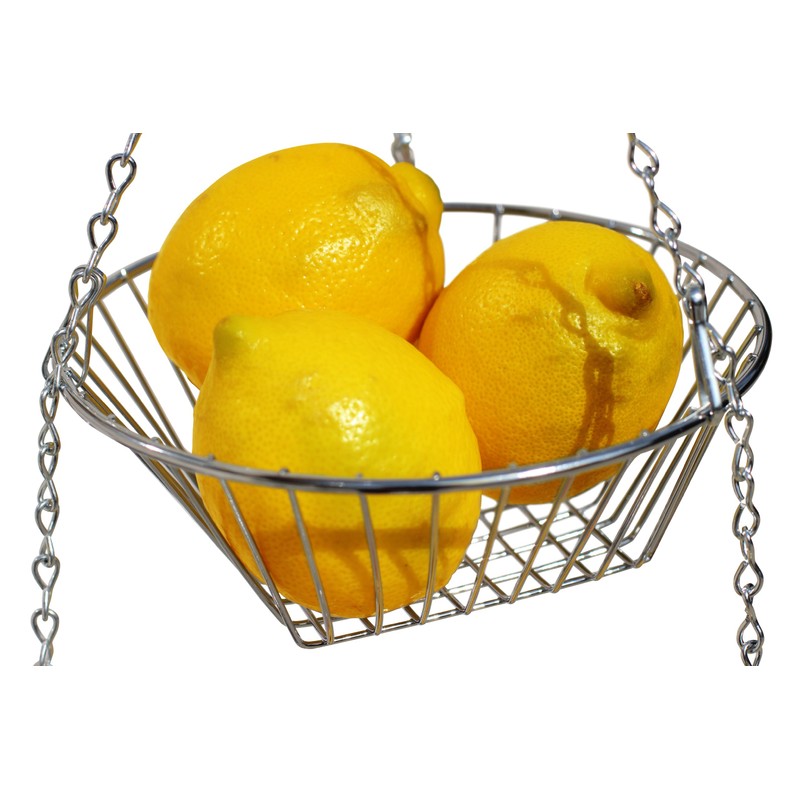 Deco Brothers Hanging Fruit Basket, 3-Tier, Chrome