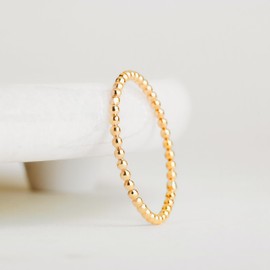 Dot Stacking Ring | Silver, Gold, or Rose Gold | Dotted Beaded Stackable Ring Band | Skinny Thin Bands Midi Ring Thumb Ring | USA Sizes 2-12 (4.5, 14K Gold Fill)