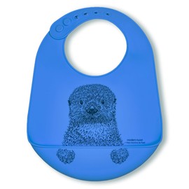 modern-twist Bucket-Bib 100% Food-Grade Silicone, Waterproof and Reusable, Curious Otter – Sea Blue