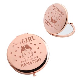 BAUNA Hamster Makeup Mirror for Hamster Lover Just a Girl Who Loves Hamsters Compact Mirror Pet Hamster Owner Gifts (Hamster Compact mirro)