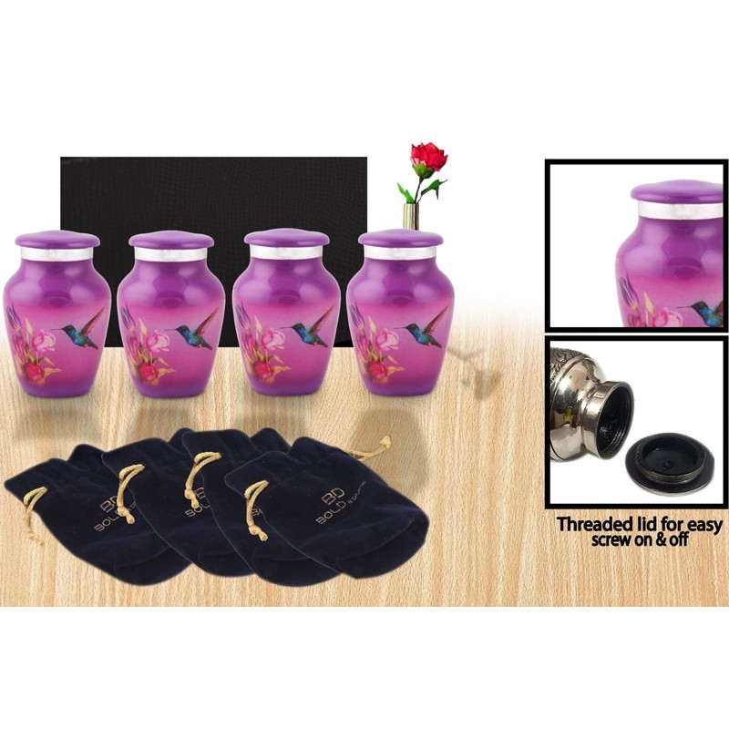 BOLD & DIVINE Small Purple Hummingbird Keepsake Urns | For