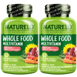 NATURELO Whole Food Multivitamin for Teens - with Vitamins, Minerals, Organic Fruits & Veggies - Non-GMO - Vegetarian - 120 Vegan Capsules (Pack of 2)