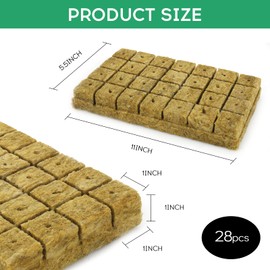 XCRPRT Rockwool Cube, Rock Wool Set, Rock Wool Growing Propagation Mat, Bottomless Hydroponics Propagation Mat, Rockwool Cube, Rockwool Cube for Cuttings, Cloning, Propagation, 4 x 4 x 4 cm, Pack of 28