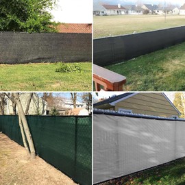Coarbor 7'x27' Privacy Fence Screen Windscreen Fencing Mesh Shade Net Cover Heavy Duty Fencing for Outdoor Patio Deck Backyard Garden Wall Blocking Neighbor, Gray White Strip