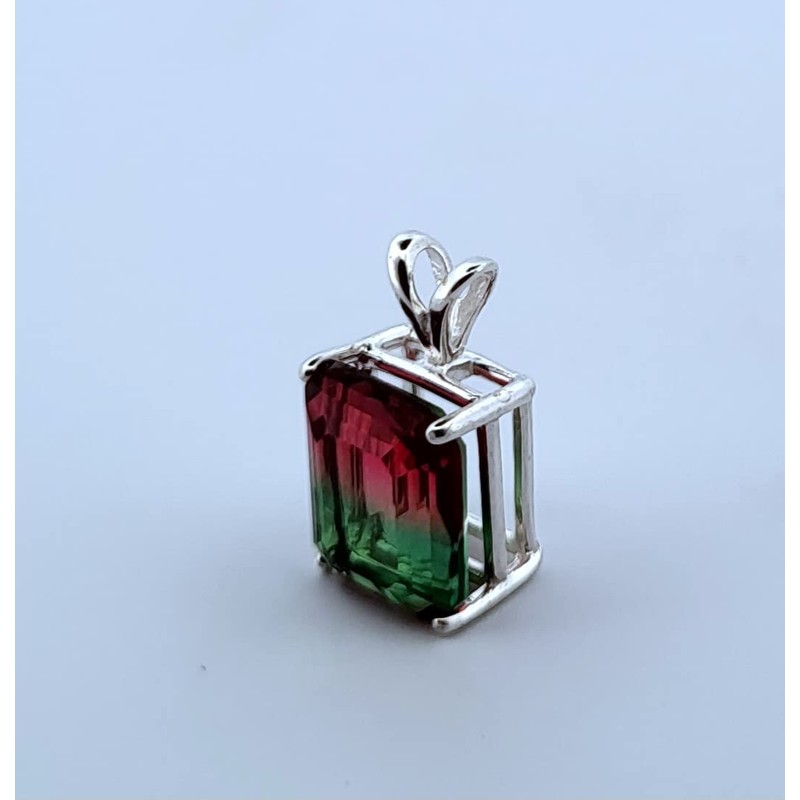 3.3ct Watermelon Tourmaline Sterling Silver Necklace