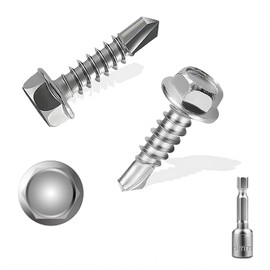 150 PCS M4.8x19mm Self Drilling Hex Head Screws, Hex Head Self Tappingg Screws with Hex Socket,410 Stainless Steel Hex Screws for Metal, Ventilation Pipes Plasterboard and Metal Rails