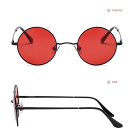 WDZAYXC Retro Classic Round Polarized Sunglasses with Metal Frame for Men and Women, black/red