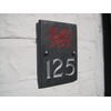 Engraved Slate House Number Sign Plaque with Hand Painted Motif