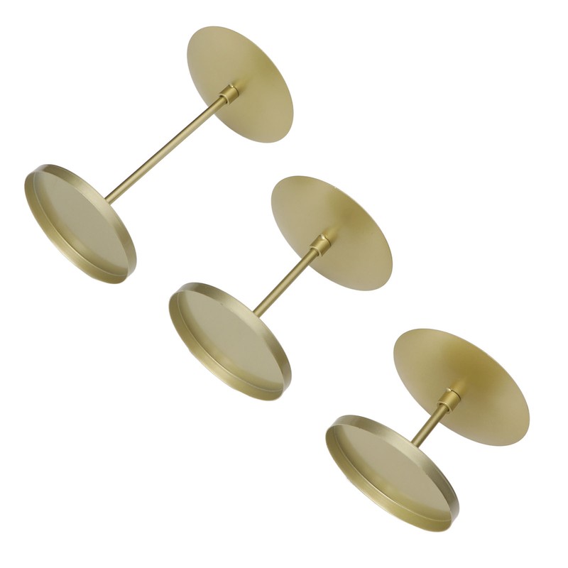 Gold Pillar Candle Holder Double Sided Use Rust Prevention Iron