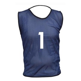 10 MESH BIBS FOOTBALL TRAINING SPORTS BIBS PRINTED NUMBER (1-10 OR number of your choice) Front & Back (Navy (Back Only), Adult(Large to XL))