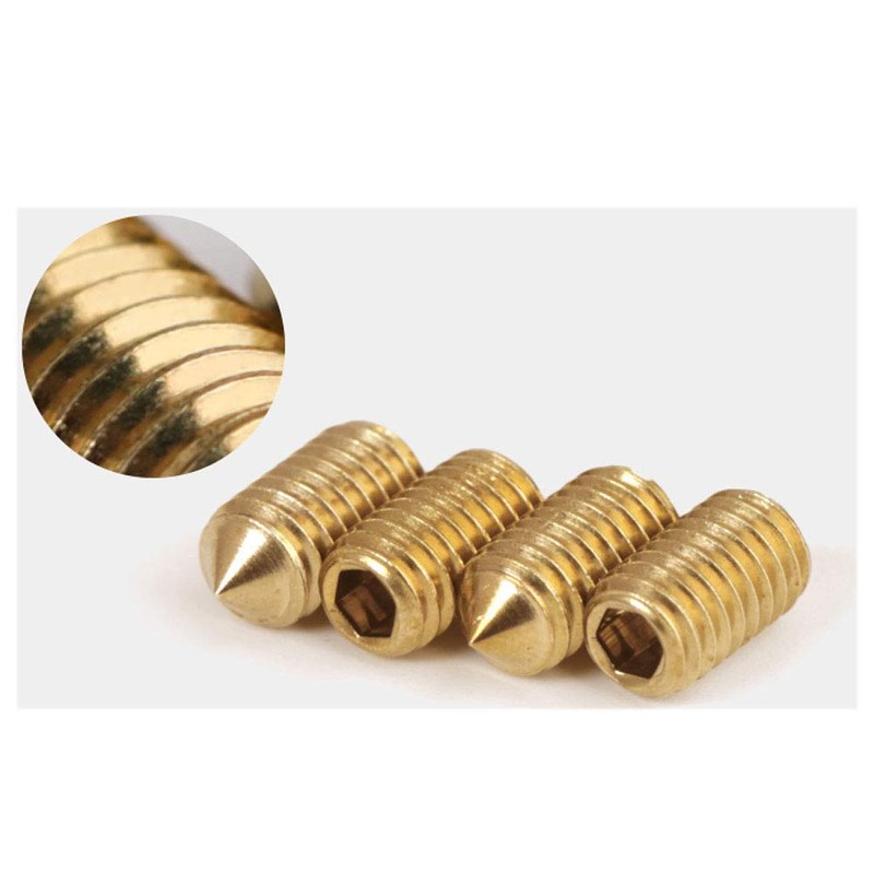 BOZONLI Grub Screws Metric Thread Brass Cone Point Hex Socket