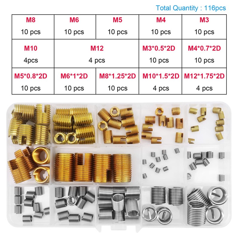 Yuhtech 116 Pcs M3 M4 M5 M6 M8 M10 M12