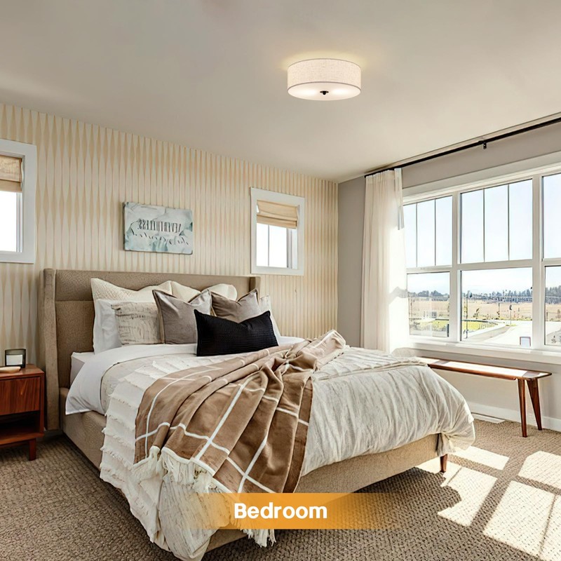 CALOKES Flush Mount Ceiling Light Fixture, 13" Close to Ceiling