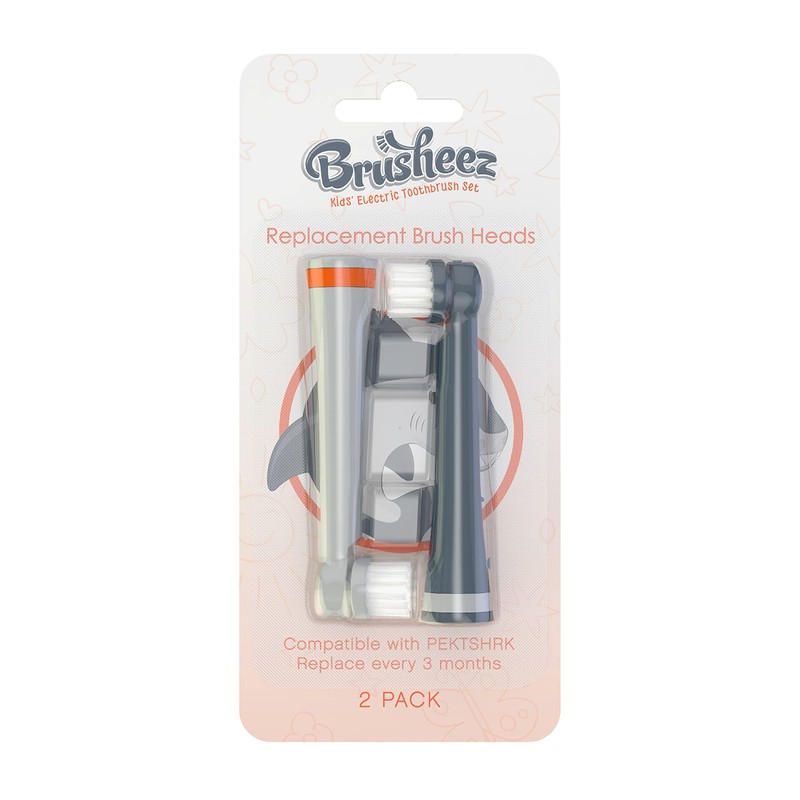 Brusheez Electronic Toothbrush Replacement Brush Heads 2 Pack (Shadow The