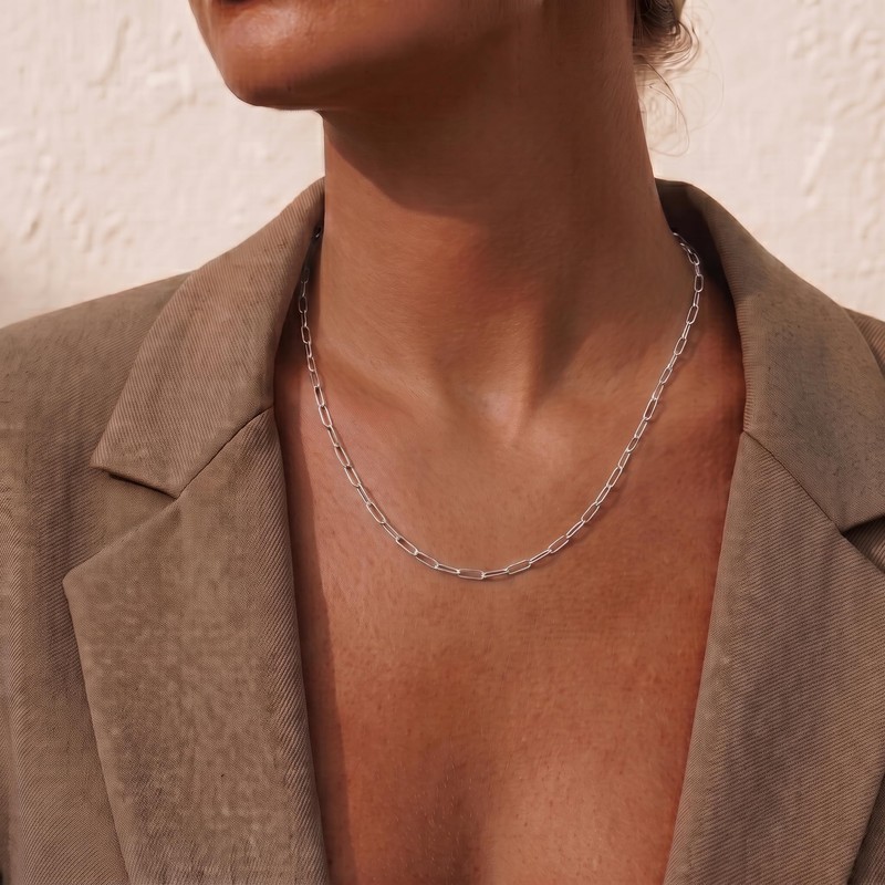 Goldegg S925 Sterling Silver 3mm Chain Necklace for Women 16inches