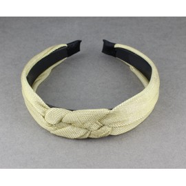 Gold braided headband soft fabric covered band grip teeth braid 7/8 inch wide top knot braid headband sparkly shimmer
