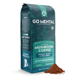 Organic 14 Mushroom Coffee Blend Dark Roast, Organic Lion's Mane, Chaga, Red Reishi and more, Chocolate Notes, Enhances Overall Health, Immune Support And Wellbeing, Ground 12 oz Bag