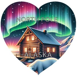 North Pole Alaska Souvenir Heart Design Vinyl Decal Sticker 2-Inch