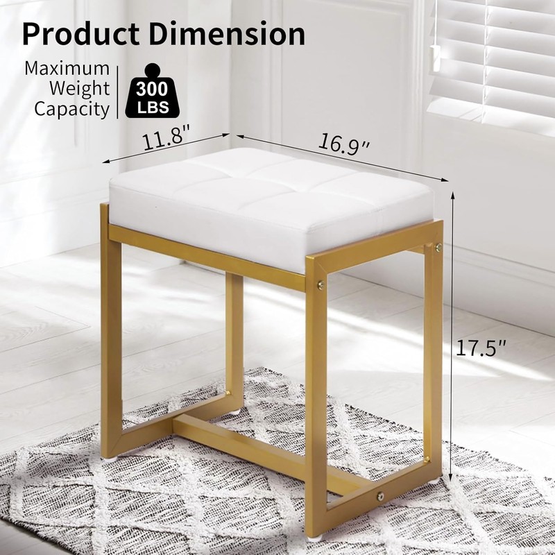 FLYZC Vanity Stool, Vanity Chair Stools for Makeup Room, Faux