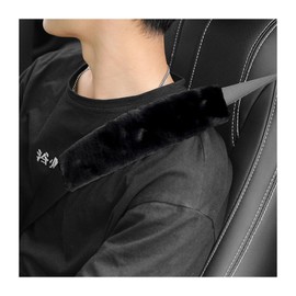 2 Packs Car Seatbelt Covers Shoulder Pad, Universal Soft Faux Sheepskin Shoulder Cover for Comfortable Driving, Fluffy Seat Belt Protector Help to Protect Your Neck and Shoulder (Black)