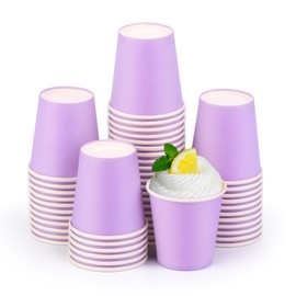 Mnuizu 50 Pack 3 Oz Paper Cups,Disposable Bathroom Cups,Mouthwash Cups,Espresso Cups,Small Paper Cups Ideal for Bathroom,Party,Picnic Etc (Purple)