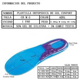 Plantillas De Gel Antifatiga, Ajustable, Tallas Del 25 Al 28, Con Afelpado De Gamuza Textil (1Par).