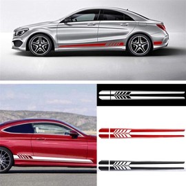 Asudaro Car Exterior Sticker Pack of 2 Car Side Skirt Stickers, Car Door Side Stripes Skirt Sticker Compatible with C-Class W204 W205 C180 C200 C230 C280 C300 C320 C350 C63 / AMG, Black