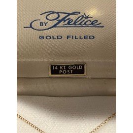 Felice Vintage Felice 14K Yellow Gold Filled Cube Pendant Earrings Set 18" New NOS