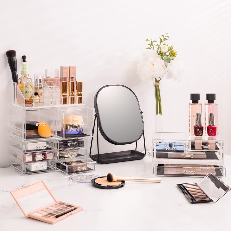 Sorbus Large Makeup Organizer - Clear Stackable Jewelry Makeup Organizer
