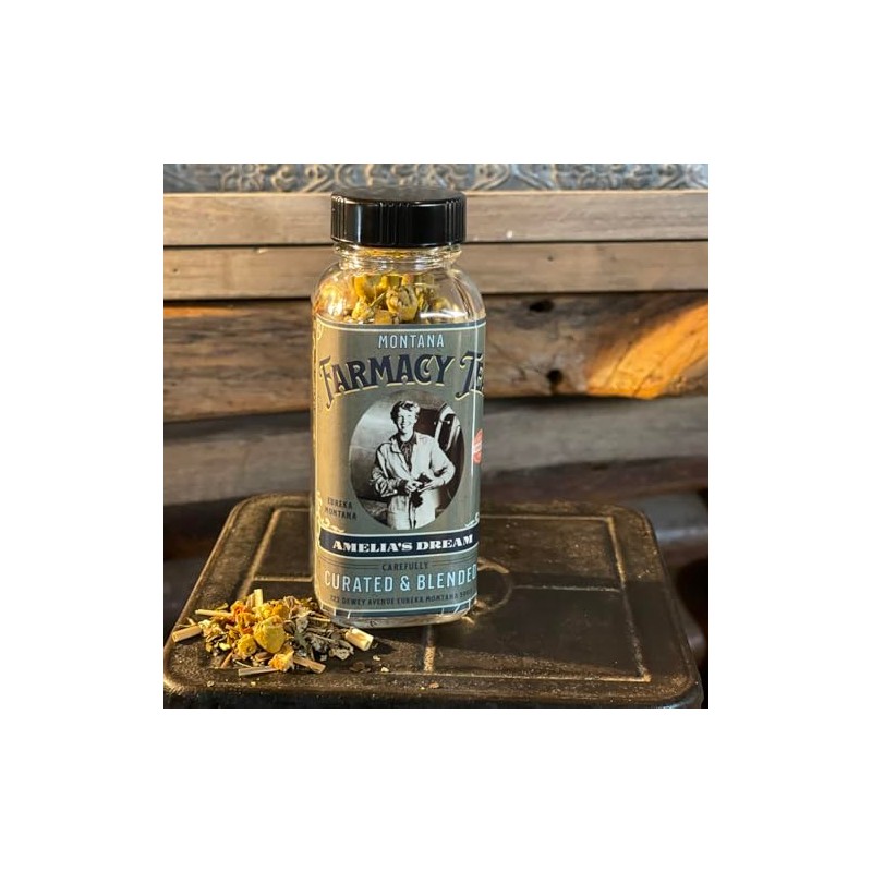 Amelia's Dream Herbal Tea from Montana Farmacy in a glass