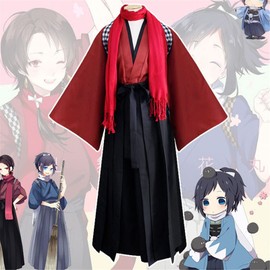 Resnan Japanese Samurai Kimono, Martial Arts Costume Sportswear Hakama Aikido Kendo Uniform, Pants Traditional Kimono (Red, Extra Large)