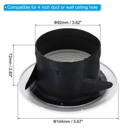 PATIKIL 4 Inch Round Air Vent, Adjustable Ceiling Diffuser Grill Cover ABS Louver Soffit Vent with Screen for Bathroom Kitchen Living Room, White