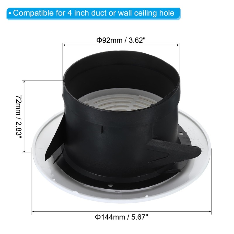 PATIKIL 4 Inch Round Air Vent, Adjustable Ceiling Diffuser Grill