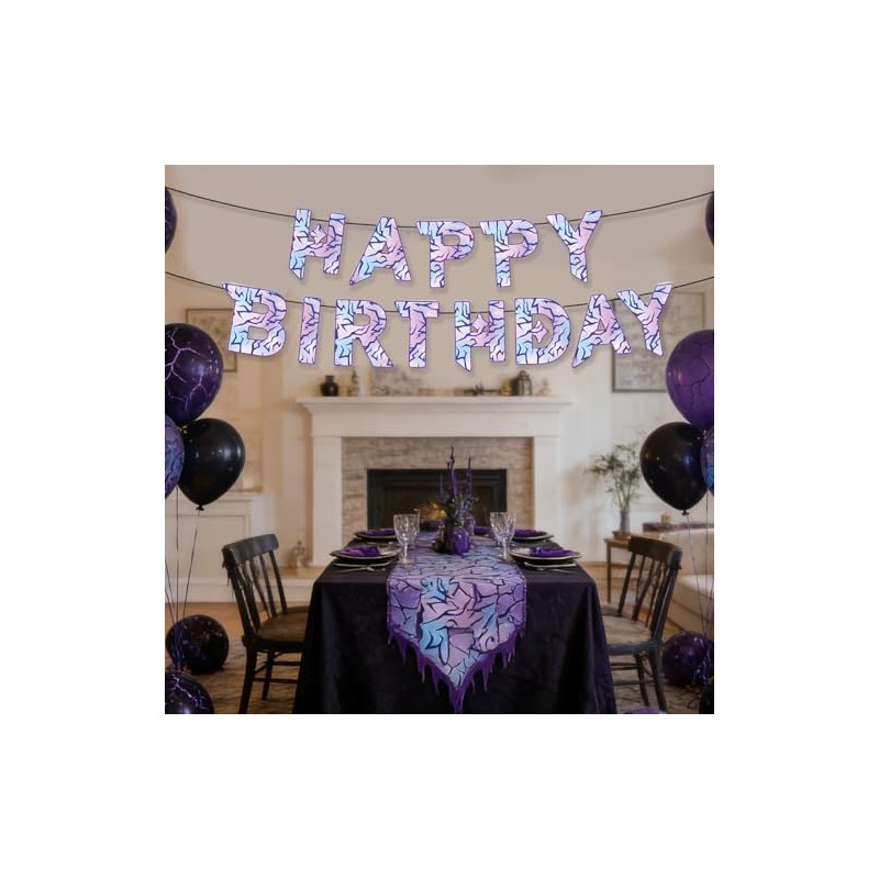 Purple Demon Birthday Banner Hunters Themed Birthday Party Paper Banner