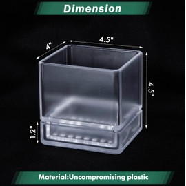 D'vine Dev 4 Inch Herb Planter Pot, Plastic Planter with Drainage Holes and Saucer, Modern Decorative Gardening Pot for Indoor Plants, Flowers, Herbs, Succulents, Clear, Set of 6, 76-Y-D-6