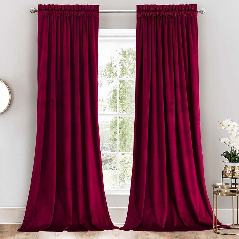 Royal Tradition Velvet Heavyweight Rod Pocket Window Curtains, Set of