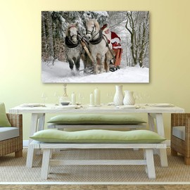 NWT IDEA4WALL Canvas Wall Art Christmas Santa Claus Decor Painting Artwork for Home Prints Framed - 16x24 inches