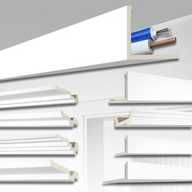 HEXIM Cable and Pipe Cover 2000 x 150 x 150 mm, 1 Piece Pipe Cladding White PU Hard Foam, Cable Duct Ceiling Strips, Heating Pipe Trim (AB170, 2 Metres)
