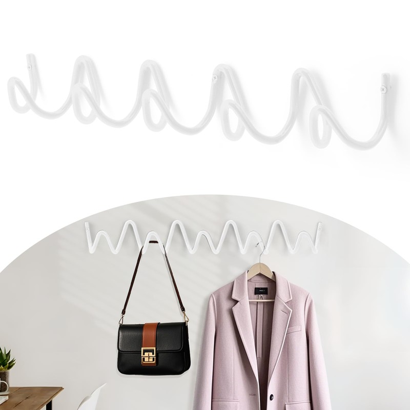 Bumtosc Coat Rack Wall Mount, Creative Wave Wall Hooks 20KG