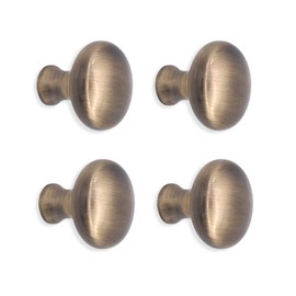 Infinity Decor Mushroom Shaped Modern Solid Brass Round Cupboard Knobs Antique Brass Pack of 4 Pull Handles 38mm – Ideal for Drawer Cabinets Doors 