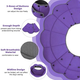 Dog Cone for Dogs After Surgery,Adjustable Protective Dog Recovery Collars & Cones for Large Medium Small Dogs Cats,Comfy Soft Dog Cones Prevent Pets from Touching Stitches Rashes,Wounds,Purple,XL