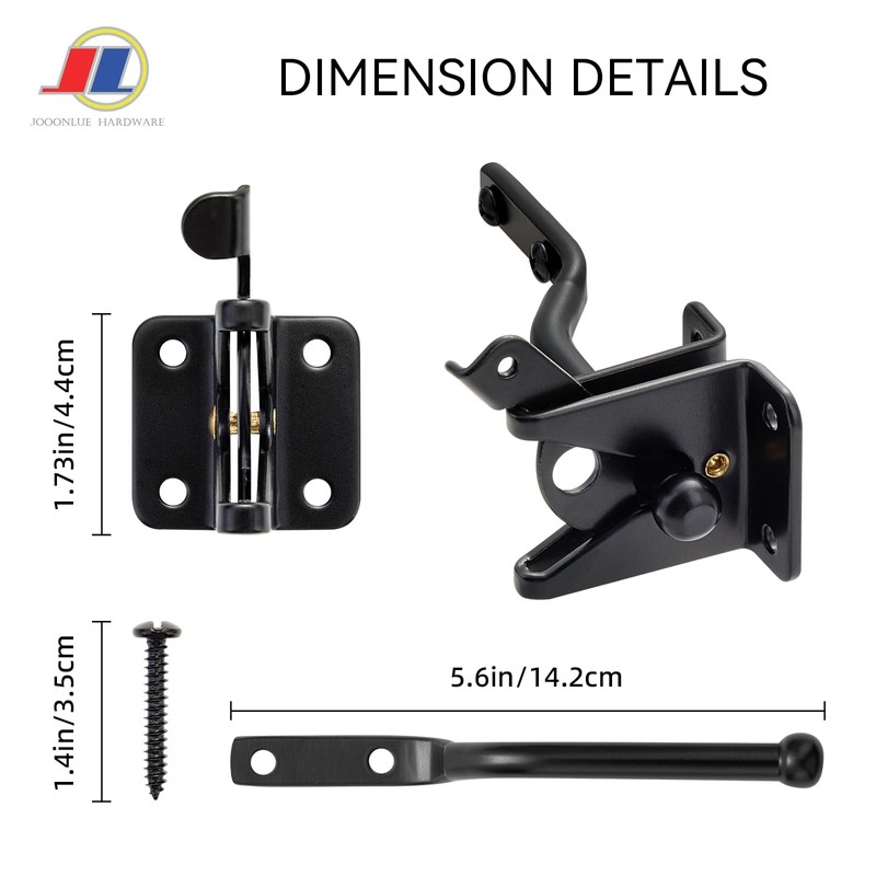 Gravity Gate Latch, Self-Locking Fence Latch, Black