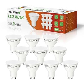 ALUSSO LIGHTING ALUSSO LIGHTING Pack of 10 GU10 Warm White 5W LED Bulbs Replaces 50W Halogen Lamps, 400 Lumens, 120 Beam Angle, Flicker-Free Spotlight, Non-Dimmable Reflector Bulb, Pack of 10